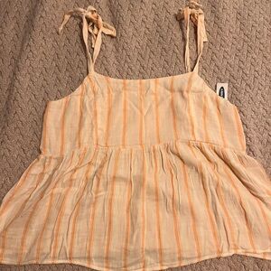 Old Navy Peach Striped Tie Strap shirt